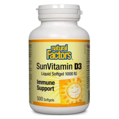 Витамин D3 - Силен имунитет, 1000 IU Natural Factors