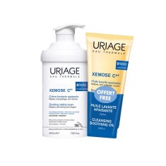 Uriage Комплект Xemose Липидо-възстановяващ крем за суха кожа 400 ml + Xemose Измиващо гел-олио 200 ml