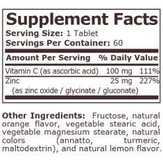 Pure Nutrition - Zinc + Vitamin C Orange Flavored - 60 Dissolving Tablets