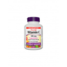 Chewable Vitamin C Tropical Breeze - Витамин С 500 mg, 120 дъвчащи таблетки с вкус на тропически плодове Webber Naturals