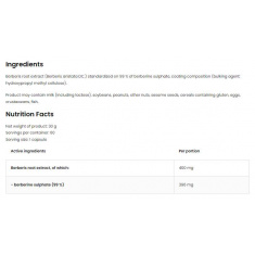 Berberine Sulphate 396 mg | 99% Berberis Root Extract