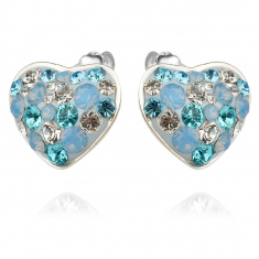 Palladium Сребърни обеци с кристали от Swarovski SO120-blue heart