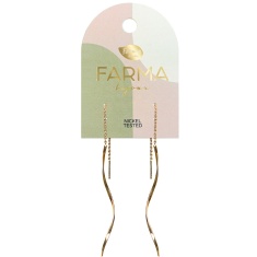 FARMA BIJOUX Обици спирална пръчка и верижка 100 mm, златo G017