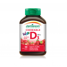 Jamieson Натурален витамин D3 за деца с вкус на ягода 400 UI х100 дъвчащи таблетки
