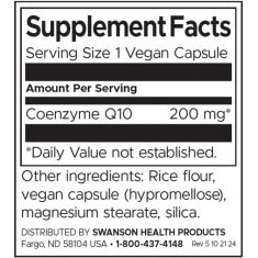 Swanson Коензим CoQ10 200мг х30 капсули