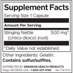 Swanson Корени от Коприва 500 mg х100 капсули