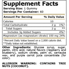 Pure Nutrition - Magnesium Citrate Mixed Berry 100 Mg - 60 Gummies