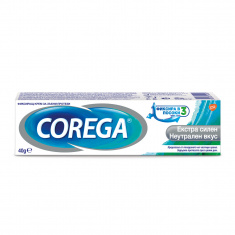 Corega Екстра Силен Неутрален вкус, фиксиращ крем за зъбни протези 40 г