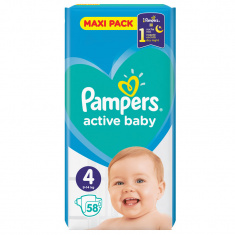 Pampers Active Baby пелени 4+ Макси х53 броя