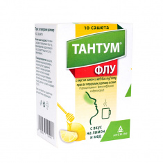 Тантум Флу с вкус на лимон и мед 600 mg /10 mg прах за перорален разтвор в саше 10 броя