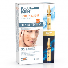 ISDIN Fotoultra 100 Spot Prevent SPF50+ Слънцезащитен флуид 50 ml + Депигментиращ серум 2 ml + Ексфолиращ нощен пилинг 2 ml