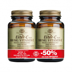 Solgar Комплект Естер C 500 mg 2 броя x50 растителни капсули