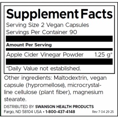 Swanson Apple Cider Vinegar - High Potency x180 капсули