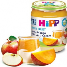Hipp 5327 Био пюре плодов дует ябълка и манго с извара 160 гр.