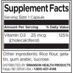 Swanson Високоефикасен витамин D3 x30 капсули