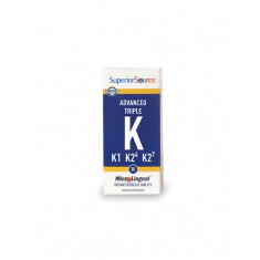 Витамин К (К1, К2 МК-4, МК-7) - Advanced Triple K, 30 сублингвални таблетки Superior Source