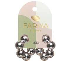 FARMA BIJOUX Обици обръч 5 хромирани сфери 20 mm, сребрист WOW20