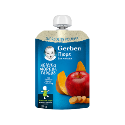 Nestle Gerber Пауч ябълка, морков и тиква 150g от 6-тия месец