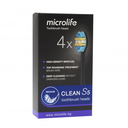 Microlife S5 Глави за звукова ел. четка medium х4 броя