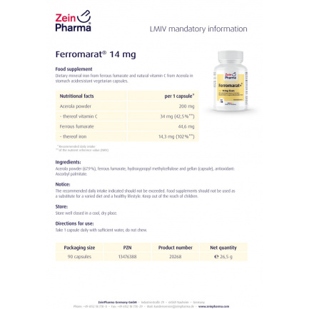 ЖЕЛЯЗО – FERROMARAT – ZeinPharma (90 капс)