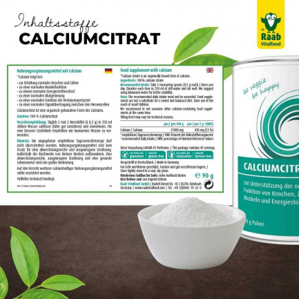 КАЛЦИЙ Цитрат / CALCIUM Citrate – Raab Vitalfood (90 гр)