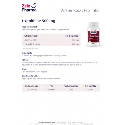 ОРНИТИН / ORNITHINE – ZeinPharma (120 капс)