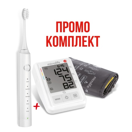 Мicrolife Промо комплект BP B3 AFIB автоматичен апарат за кръвно + Clean S5 White Звукова електрическа четка за зъби