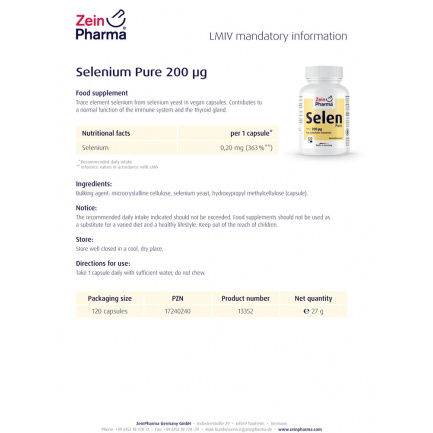 СЕЛЕН / SELEN Pure – ZeinPharma (120 капс)