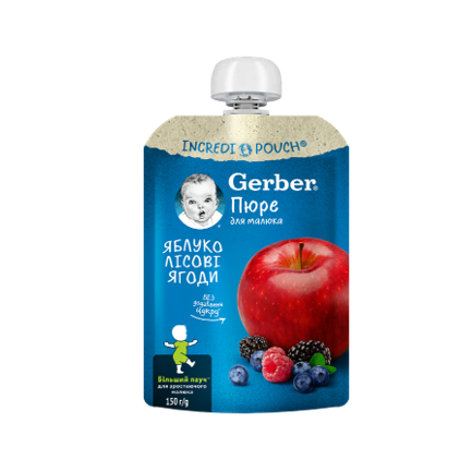 Nestle Gerber Пауч ябълка и горски плодове 150g от 6-тия месец