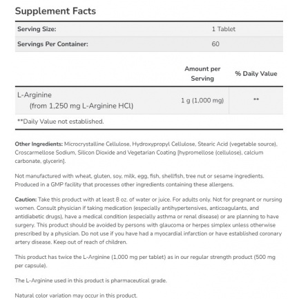 Now - L-Arginine 1000 Mg - 60 Tabs