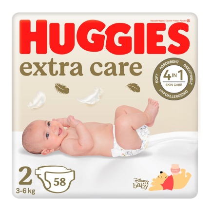 Huggies Екстра Кеър пелени 2 (3-6 kg) х58 броя