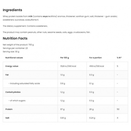 Ostrovit Изолат от суроватъчен протеин с вкус на бисквити (23 дози) 700 g