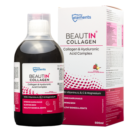 myelements Beautin Collagen с вкус на ягода и ванилия за здрави коса, кожа и нокти х500 ml