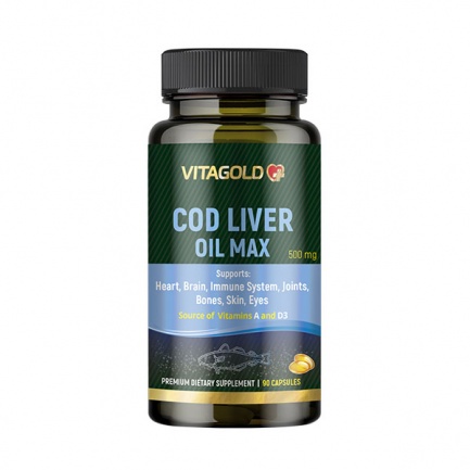 Cod liver oil max (Масло от черен дроб на треска) – за сърцето, имунитета, мозъка, очите, кожата, 90 капсули