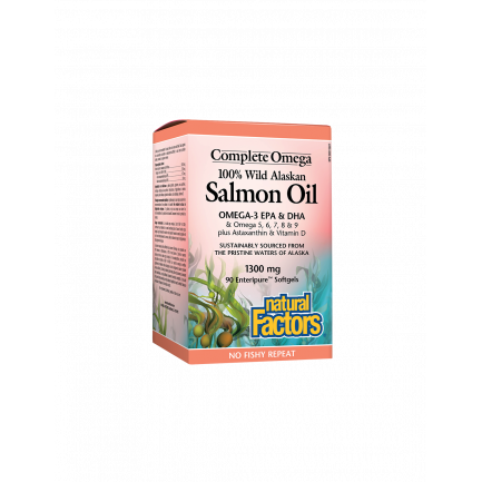 Salmon Oil 100% Wild Alaskan/ Дива сьомга (масло) от Аляска 1300 mg х 90 софтгел капсули Natural Factors