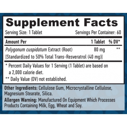 Resveratrol 40mg. / 60 Tabs.