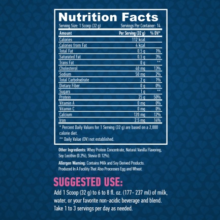 100% Pure All Natural Whey Protein / Vanilla Vanilla Fusion