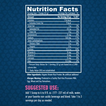 100% All Natural Rice Protein / Unflavored Unflavored