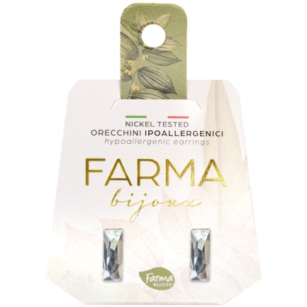 FARMA BIJOUX Обици багета 12х4 mm кристал 16С01