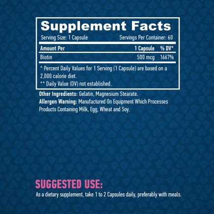 Biotin 500mcg. / 60 Caps.