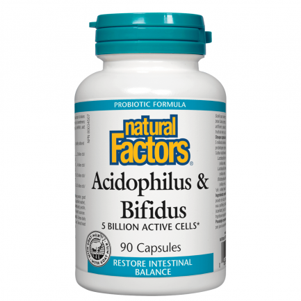 Natural Factors Ацидофилус бифидус 5 млрд. активни пробиотици х90 капсули