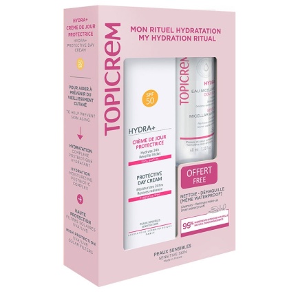 Topicrem Hydra+ SPF50 Hydra+ Фотозащитен крем за лице 40 ml + Почистващ мицеларен разтвор 40 ml