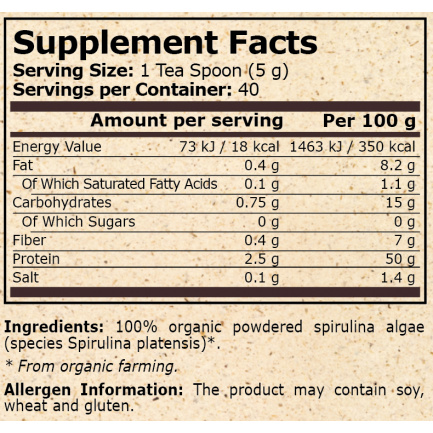 Pure Nutrition - Organic Spirulina - 200 G