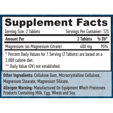 Magnesium Citrate 200mg / 250 Tabs.