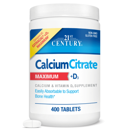 21st Century Calcium Citrate + D3 Maximum - Калций + Витамин D3 | 120 tabs
