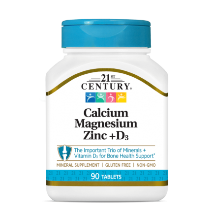 21st Century Calcium Magnesium Zinc + D3 - Калций, Магнезий, Цинк + D3 | 90 tabs