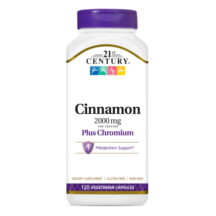21st Century Cinnamon 2000mg + Chromium - Канела + Хром | 120 caps