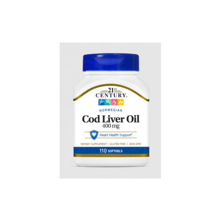 21st Century Cod Liver Oil 400mg - Norwegian - Масло от Черен Дроб на Треска | 110 sgels