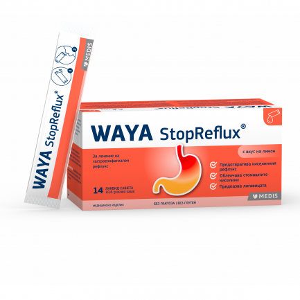 WAYA StopReflux за лечение на гастроезофагеален рефлукс 10,8 g x14 ликвид сашета