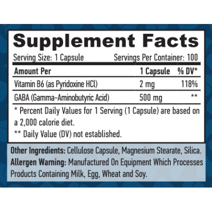 GABA + B-6 / 500mg. / 100 Vcaps